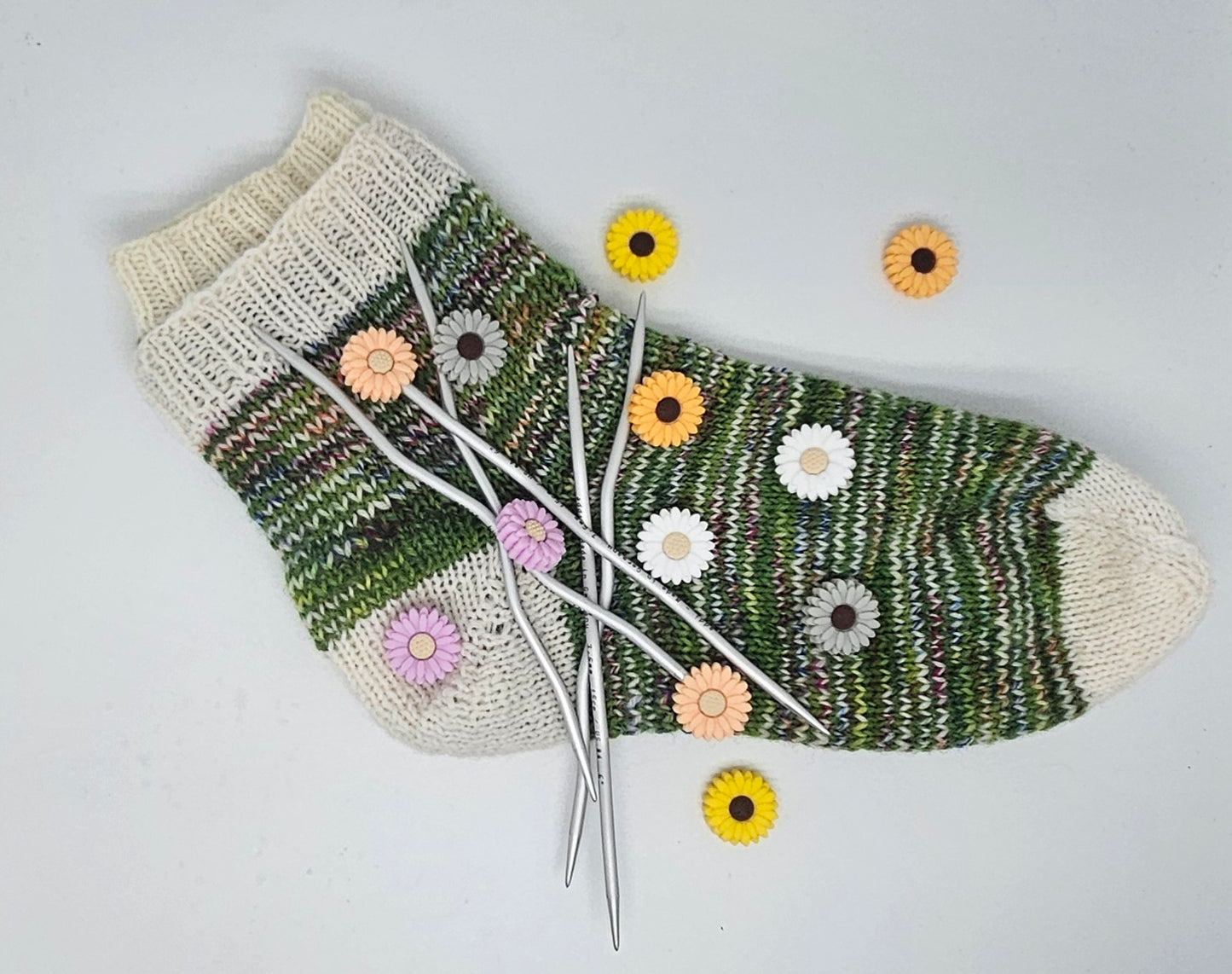 Maschenstopper 2er-Set bunte Blumen (Farben variabel - aber immer als Pärchen)