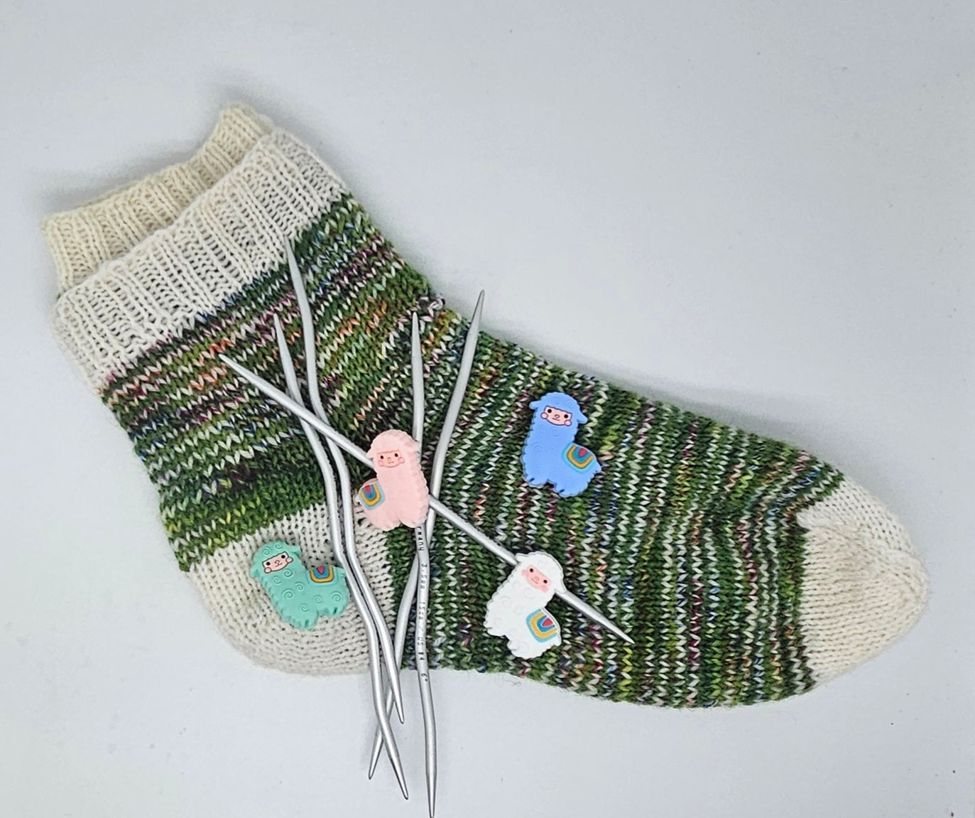 Maschenstopper 2er-Set bunte Lama (Farben variabel )