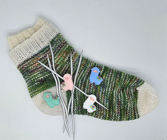 Maschenstopper 2er-Set bunte Lama (Farben variabel )