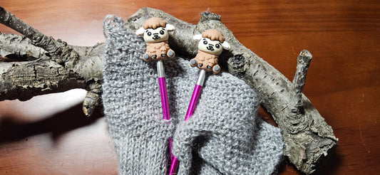 Maschenstopper Set  Alpaka  hellbraun